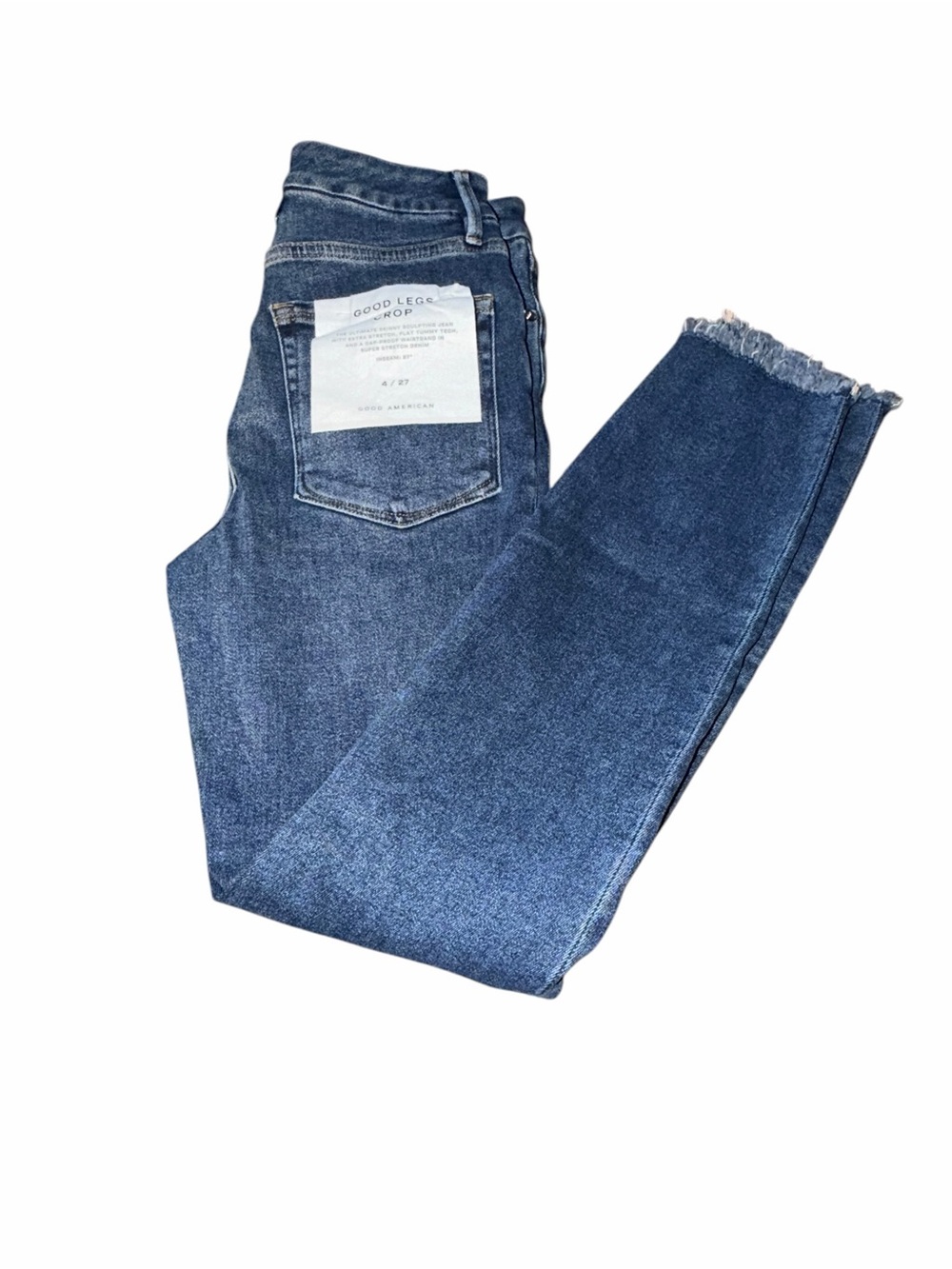 Good American Dark Blue High-Rise Ankle Crop Jeans